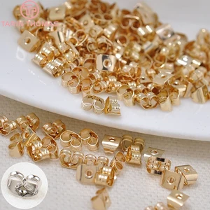 Латунные заглушки для сережек-гвоздиков с покрытием 24-каратным золотом, 2537 шт., 100x6,5x4,5 мм, фурнитура для изготовления ювелирных изделий своими руками, 3,5 шт.