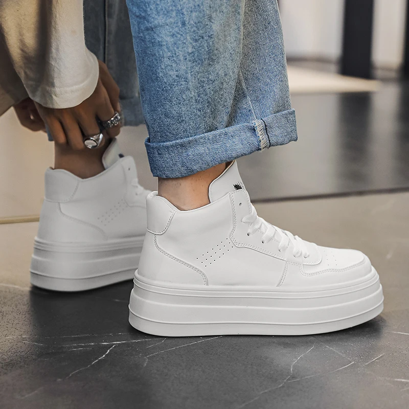 Мужская обувь повседневная на высокой платформе для мужчин новые удобные