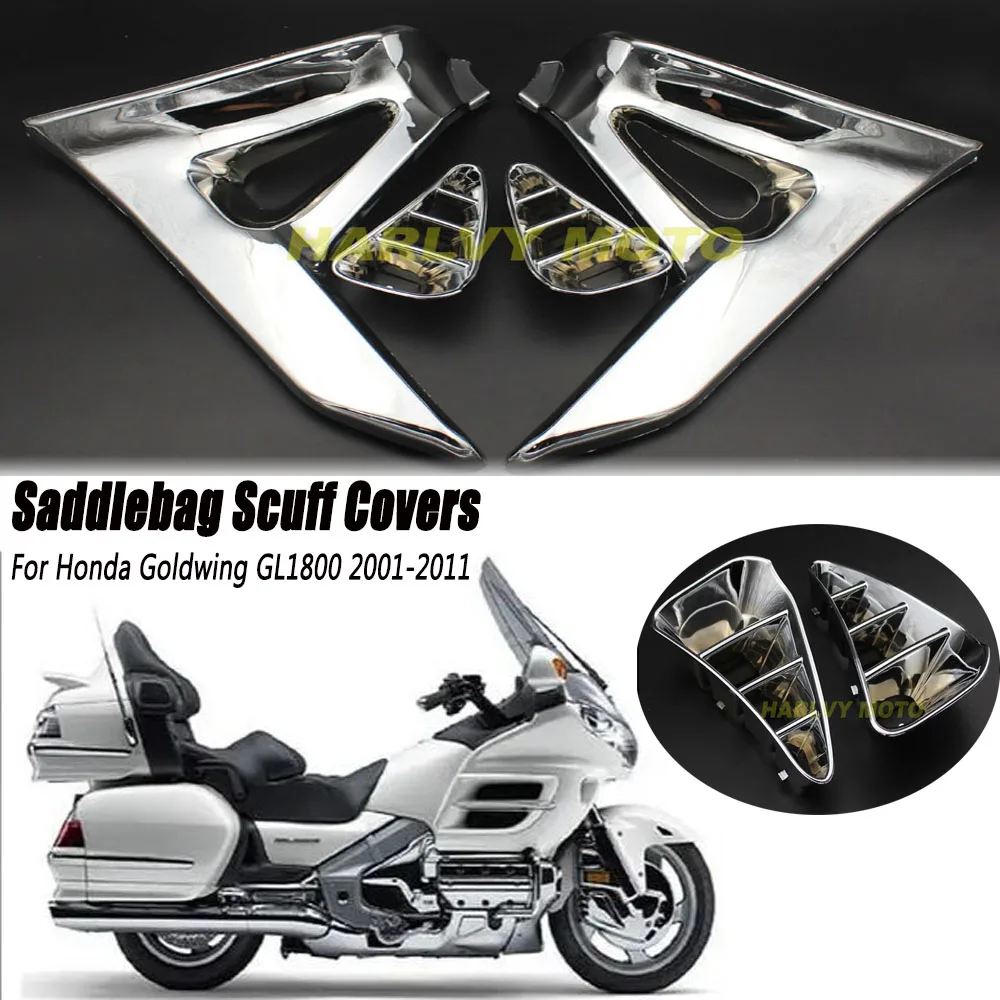 

Chrome Saddlebag Scuff Covers Trims For Honda GL1800 GOLDWING 2001-2011 New