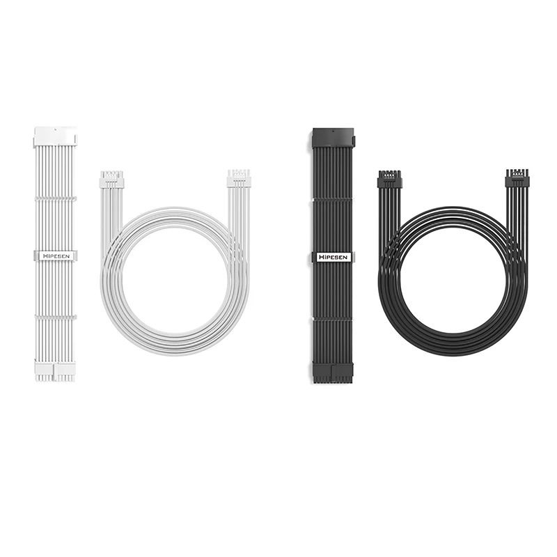 Полный Комплект Белого Удлиненного Кабеля Питания ATX24Pin PCI-E8Pin CPU8Pin