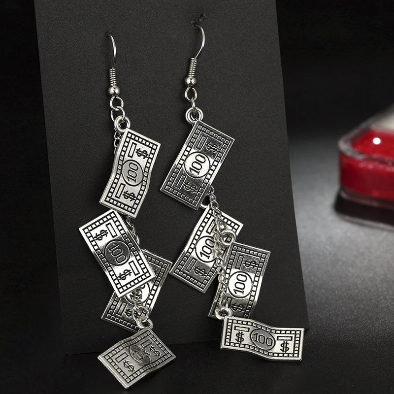 

Fashion Black Dollar $ Shape Dangle Earrings For Women Girl Punk Money Decor Dangle Earring 2022 Jewelry Accessories