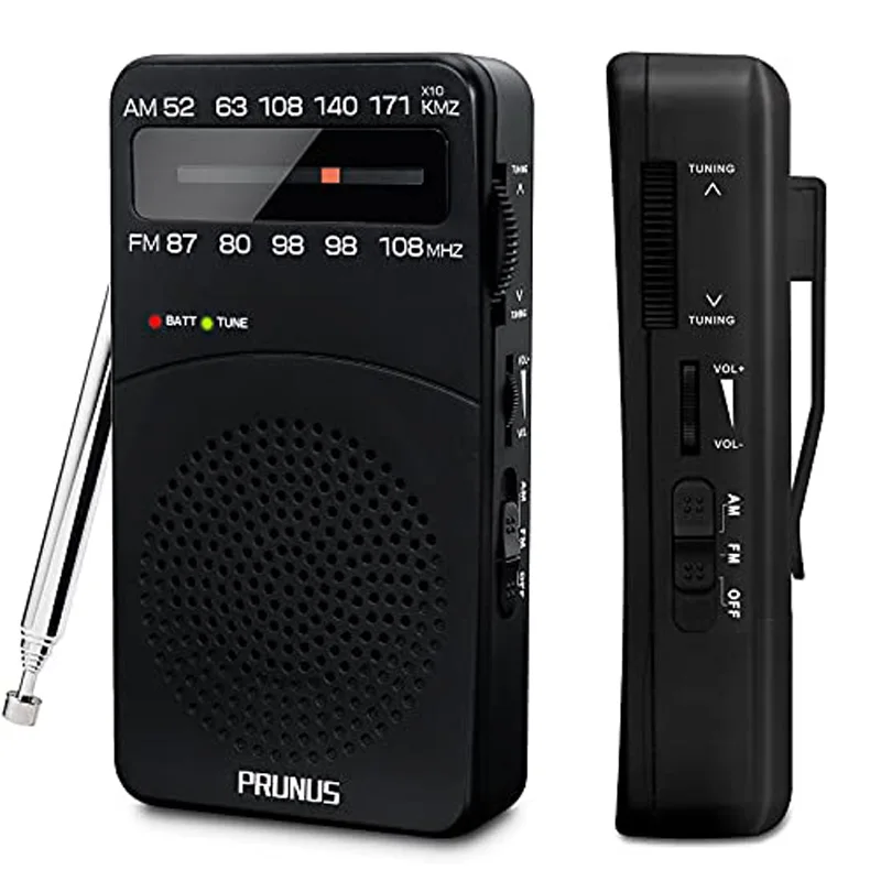 

PRUNUS J-166 Pocket Portable Mini Radio FM/AM Digital Tuning Radio receiver FM87-108MHz MP3 Music Player Radios for AA batteries