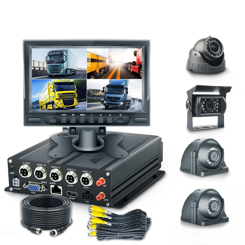 

2.0MP CCTV Security Camera System 4 Channel SD Mobile DVR 4G GPS CMS Wireless Remote Monitoring System For Truck Bus Fleet