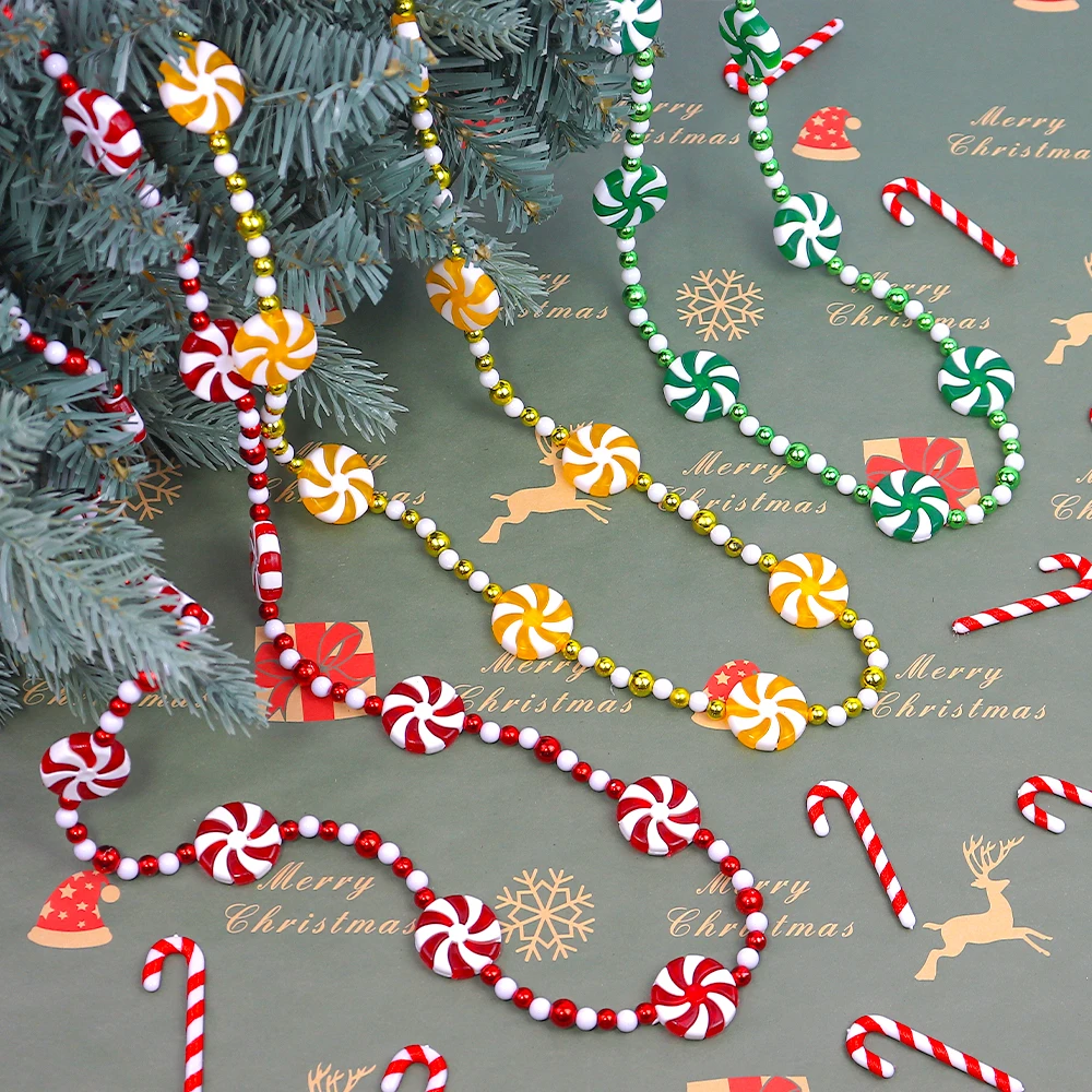 

2.4Meters Christmas Hanging Sweets Bead String Colorful Candy Nursery Children Room Xmas Tree Home Decor Navidad Winter New Year