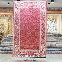 91x152cm Oriental Carpet Handmade Exquisite Floral Red Turkish Silk Rugs (HF228B)