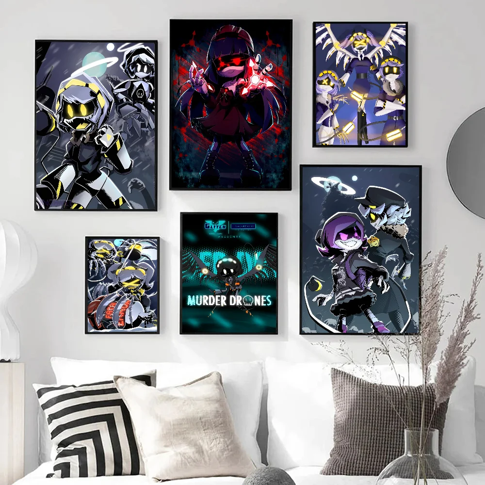 Murder Drones Movie Classic Vintage Posters Decoracion Painting Wall Art White Kraft Paper Kawaii Room Decor