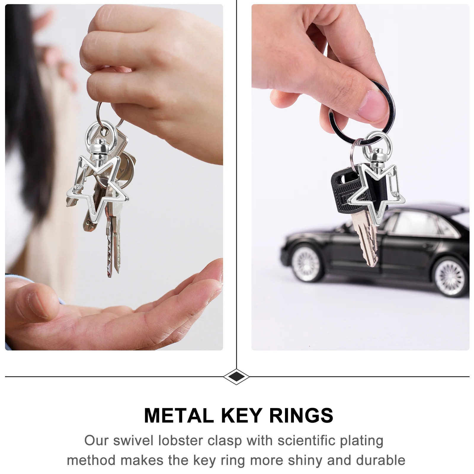 40 Pcs Star Keychain Swivel Lobster Clasp Keychains Jewelry Making Clasps Alloy Snap Hook Metal Rings with Clip