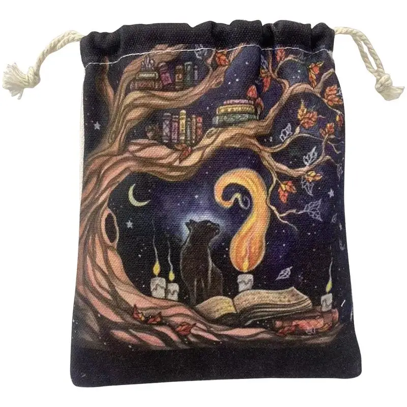 

13x18cm Black Cat Velvet Tarot Storage Bag Mini Drawstring Package Witch Divination Crystal Pouch Bag Dice Holder Board Game