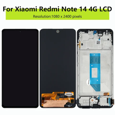 Schermo LCD TFT Di Ricambio Per Xiaomi Redmi Note 14 4G (modelli 24117RN76G/O/E), Nero Con Cornice E Kit Attrezzi Incluso, Senza Sensore Impronte