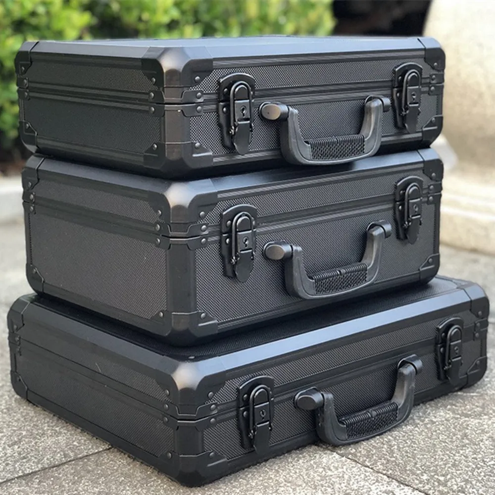 Aluminum Frame Waterproof Suitcase Bag Portable Tool Case Instruments Equipment Laptop Storage Box Travel Toolbox Plaid Sponge