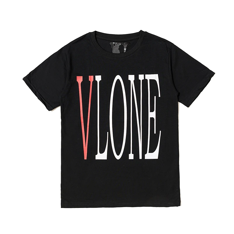 

Classic Vlone Short-sleeved Female Couple Loose Street Hip-hop Big V Trend T-shirt Men's Cotton Round Neck 024