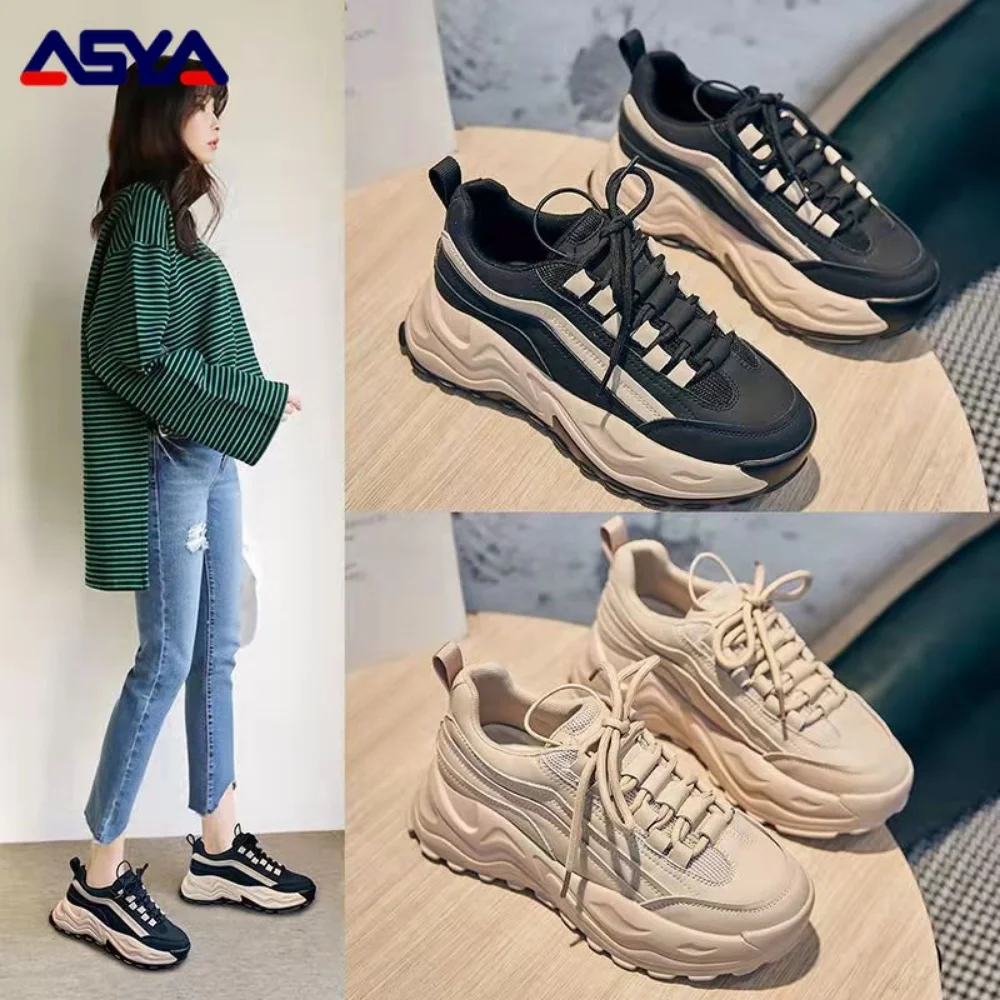 ASYAPOY Women's Platform Sneakers Flat Vulcanized Shoes Fashion Comfortable Casual Outdoor Running Shoes Female Zapatos Mujer