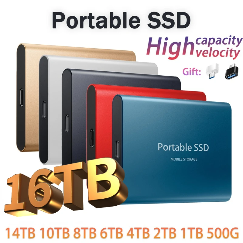 

16TB 10TB 4TB 2TB Portable SSD External Hard Drive SSD 8TB Laptop Desktop SSD Portable Flash Memory Mobile Solid State Drive