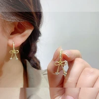 trendy gold plated bow knot diamond alloy earrings for women new fashion metal stud earrings jewelry party