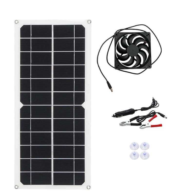

12V 10W Portable Solar Exhaust Fan Kit Exhaust Fan Powered By Solar Panel For RV Greenhouse Pet House Chicken Coop