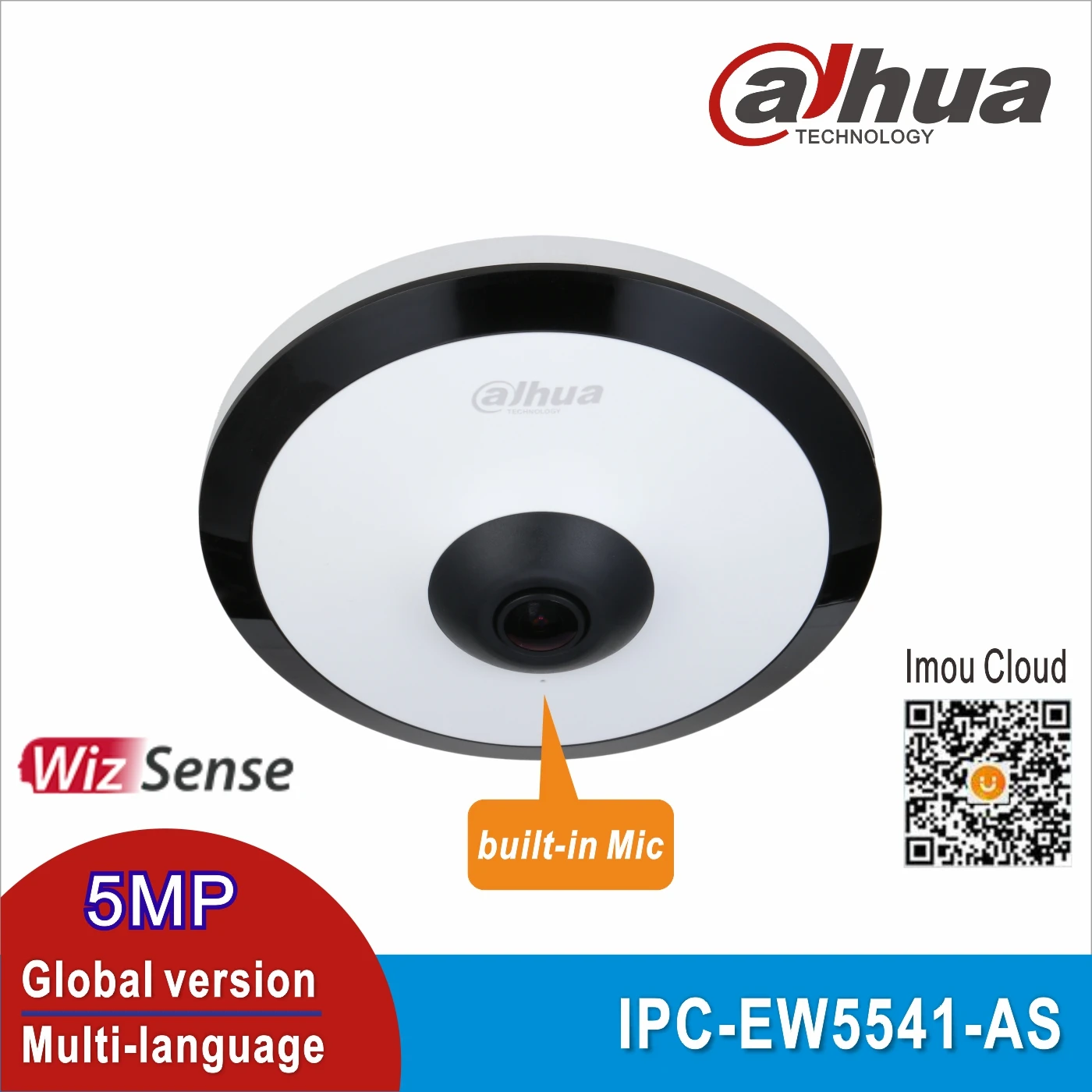 Dahua IPC-EW5541-AS панорама 180 ° встроенный микрофон и слот для SD-карты аудио интерфейс