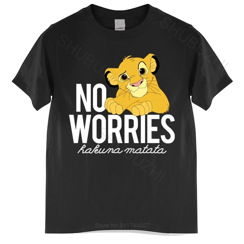 

Мужские свободные топы, Классическая рубашка с симбой "Лев", "не беспокойтесь", Мужская хлопковая футболка большого размера