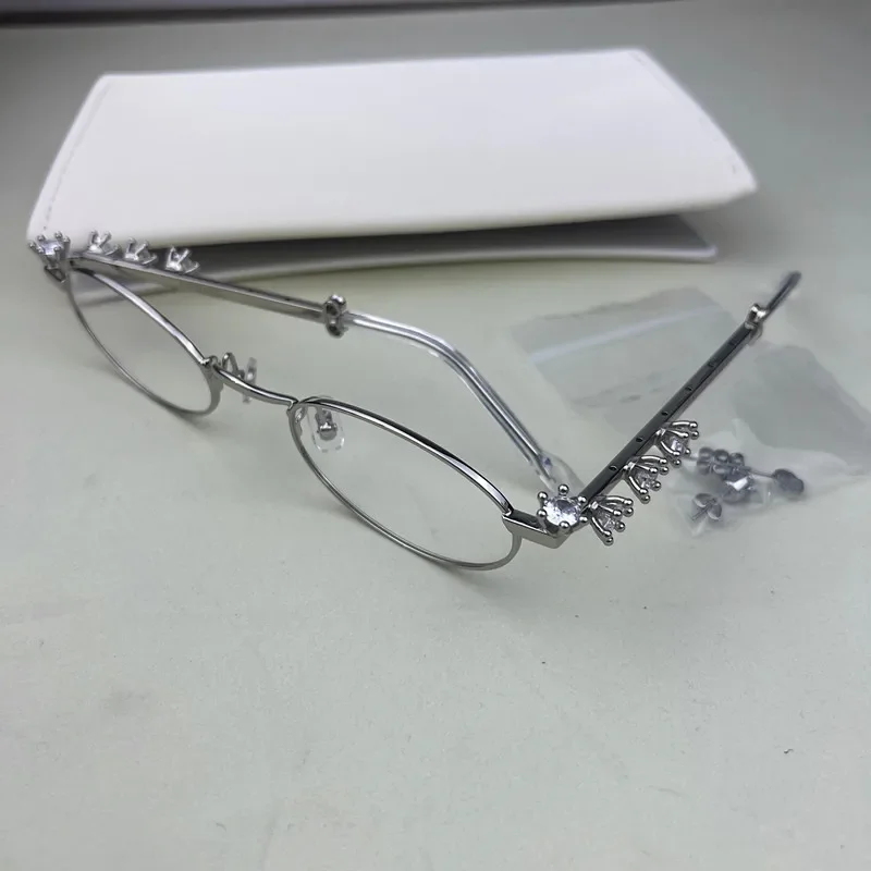 Оправа для очков с бриллиантами в стиле колледжа овальная титановая Свадебная