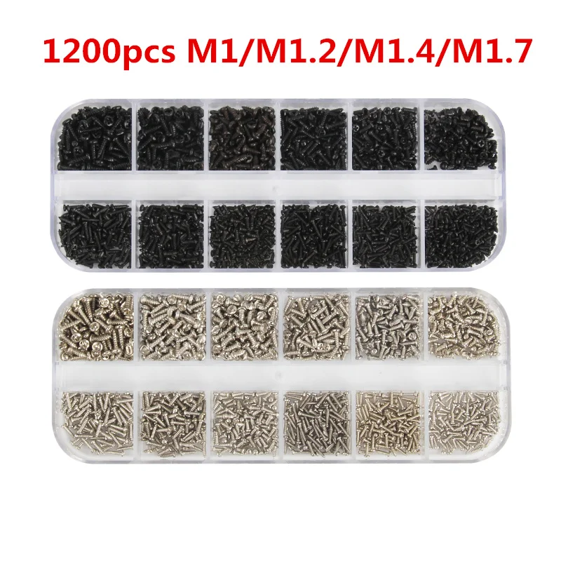 Винты Micro для очков 1200 шт. гайки M1 M1.2 M1.4 M1.7 самонарезающие электронные маленькие