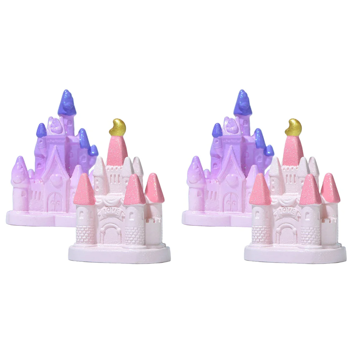 

4 Landscape Castle Statue Miniature Pond Lawn Garden Ornament Figurines