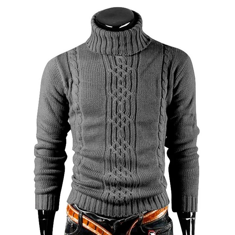 

Autumn and Winter Men's Warm Sweater Lon Sleeve Turtleneck Sweater Retro Knitted Sweater Pullover Sweater