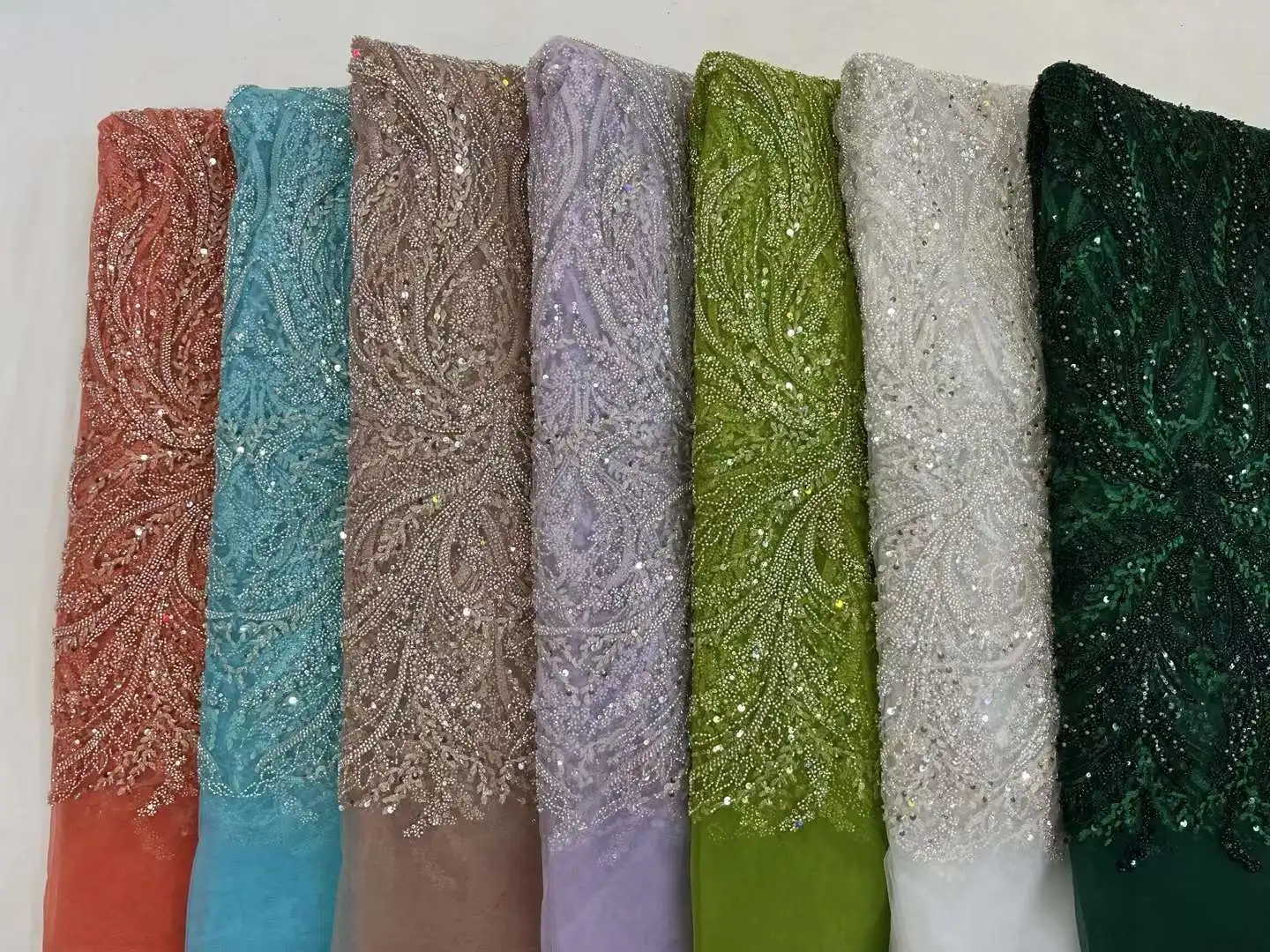 Модное плотное Африканское кружево с бусинами высококачественные нигерийские