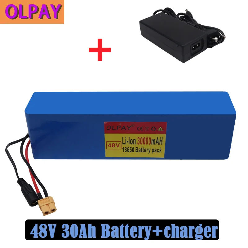 

100% New 48V battery 13S3P 30000mAh battery pack 1000W high power battery Ebike electric bicycle with xt60 plug + charger