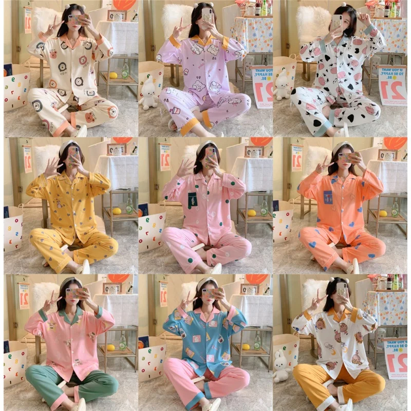 

Оптовая продажа, осенние пижамы, женские брюки с длинным рукавом, кардиган, Корейская версия, двойной длинный хлопковый костюм