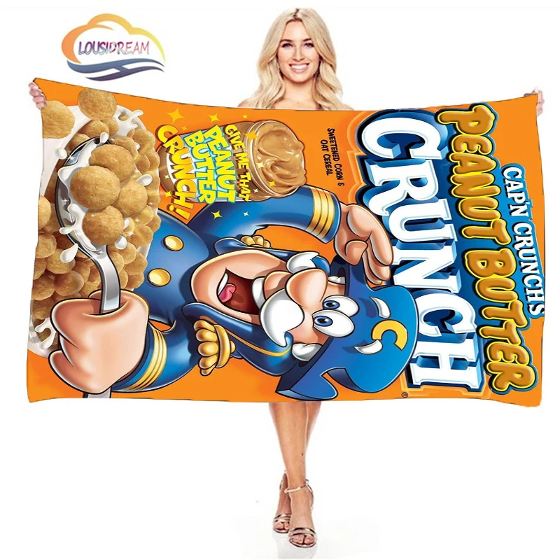 

Quaker Cap'n Chronic Beach towel Cap'n Crunch Microfiber double-sided velvet active printing swimming Bath towel Absorbent towel