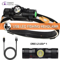 l2 outdoor camping riding strong light searchlight headlight led lighting mini small quick release usb charging headlamp