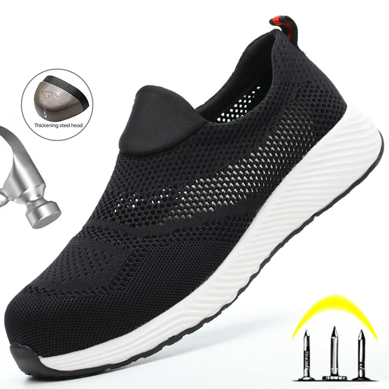 

Summer Breathle Work Safety Shoes Men Women Work Sneakers Light Steel Toe Indestructible Shoes Anti-Smashing Safety Work Boots