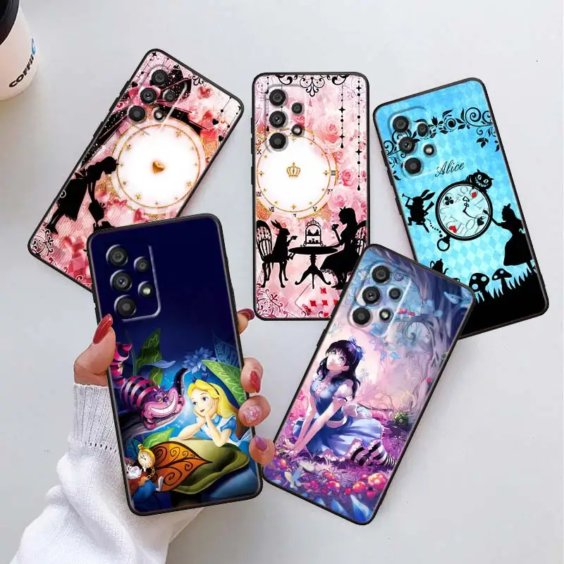 

Disney Alice in Wonderland Phone Case For Samsung A73 A72 A71 A53 A52 A51 A42 A34 A33 A32 A23 A22 A21 A13 A04 A03 5G Black