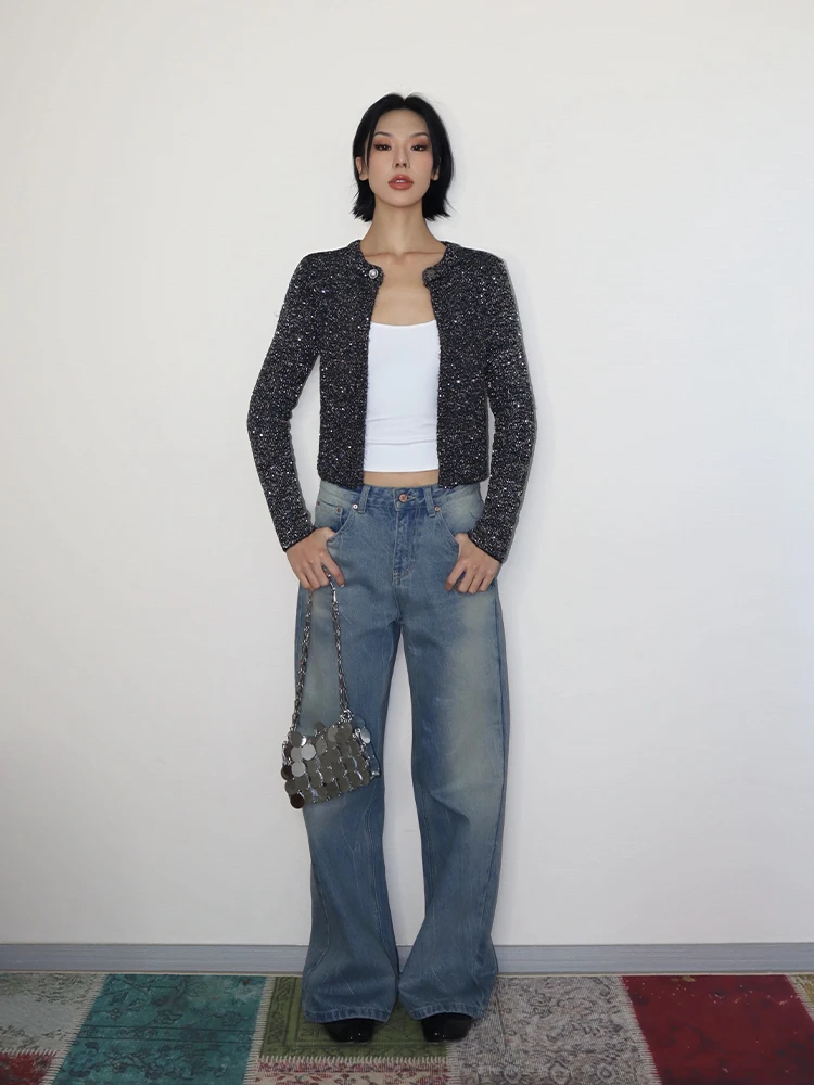 Женские расклешенные джинсы VanessaLab Micro винтажные синие брюки со средней талией