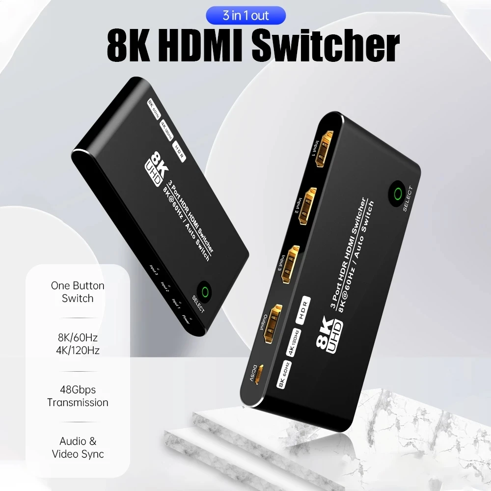 

MOSHOU 8K HDMI 2,1 переключатель HD переключатель сплиттер 8K @ 60 Гц 4K @ 120 Гц для ноутбука ПК переключатель ТВ приставки PS4 PS5