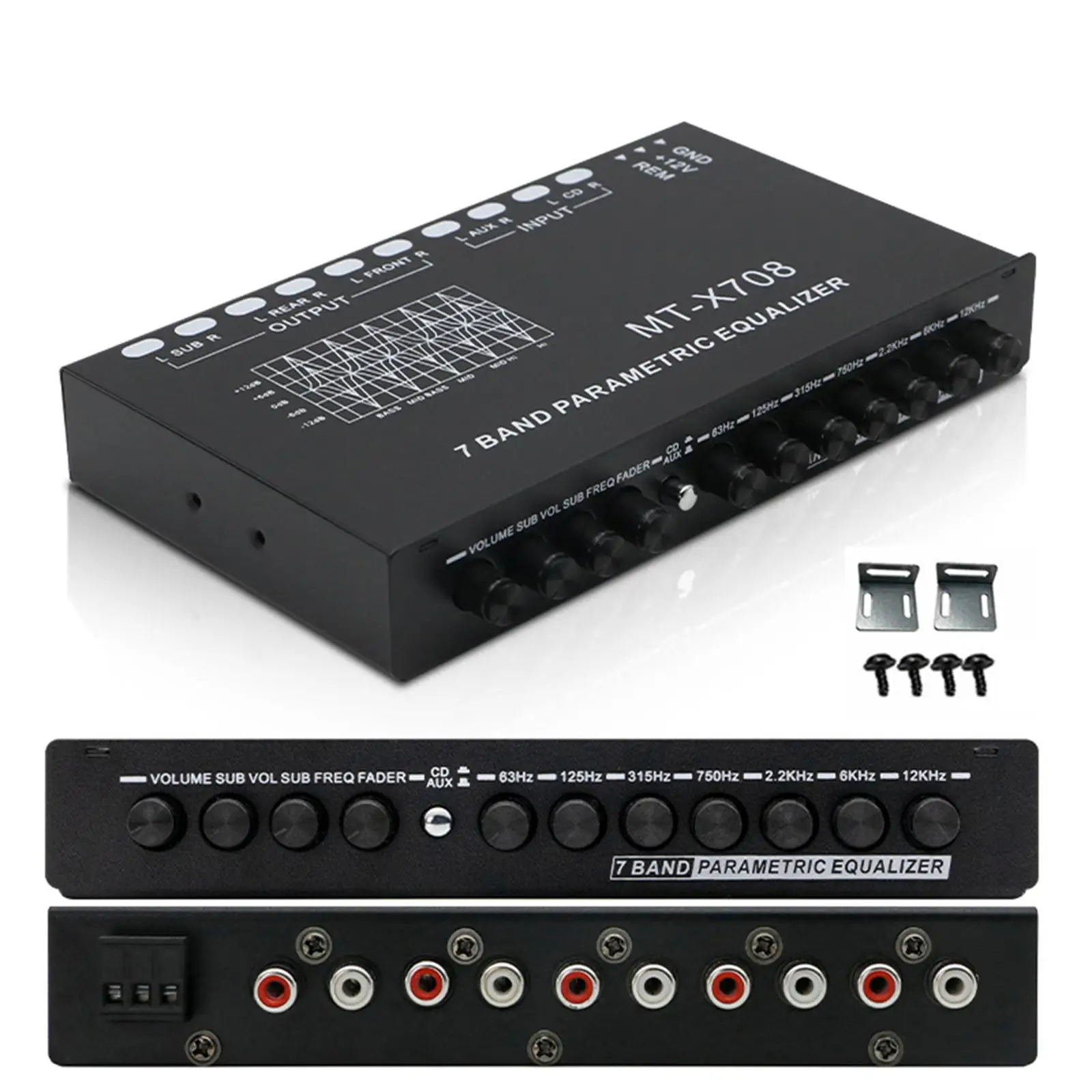 

7 Band Equalizer Car Audio 12V with CD AUX Input Select Switch Car Audio EQ Tuning Crossover Amplifier Parametric Equalizer EQ