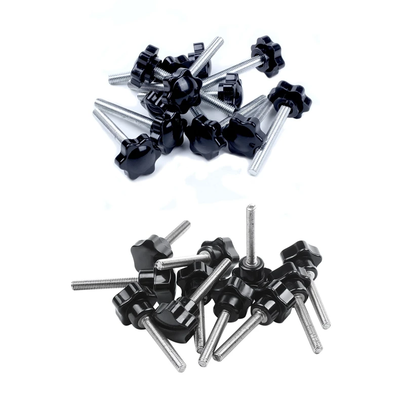 

23X черная + серебряная запасная часть, наружная резьба, рифленая рукоятка, ручка звезды, m6x45 мм и M6 X 40 мм