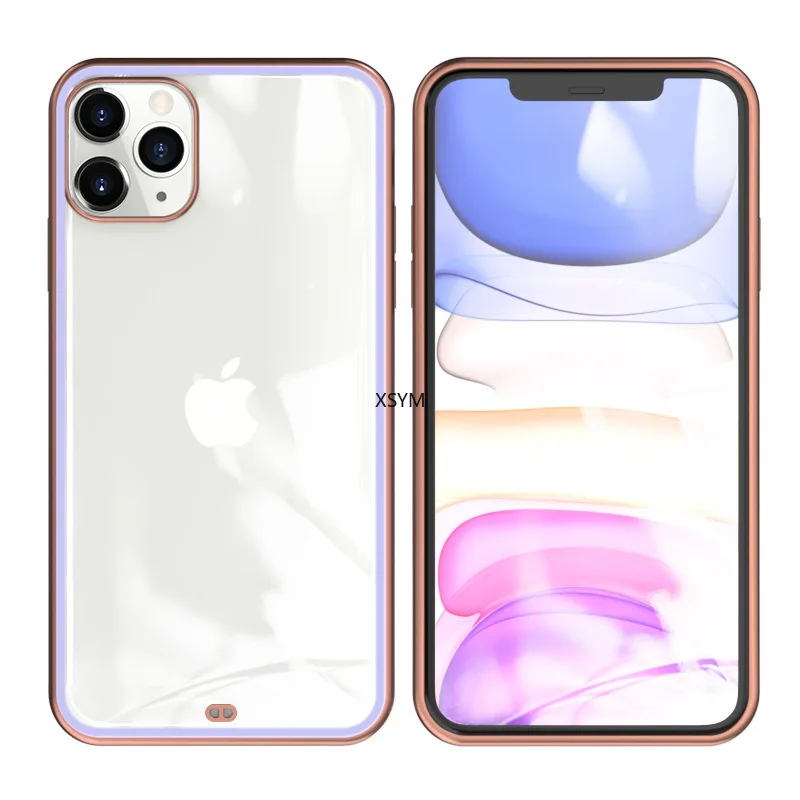 

Suitable for Iphone12 Mobile Phone Case Straight Edge TPU Apple 11promax Electroplating Transparent 13 Protective Cover