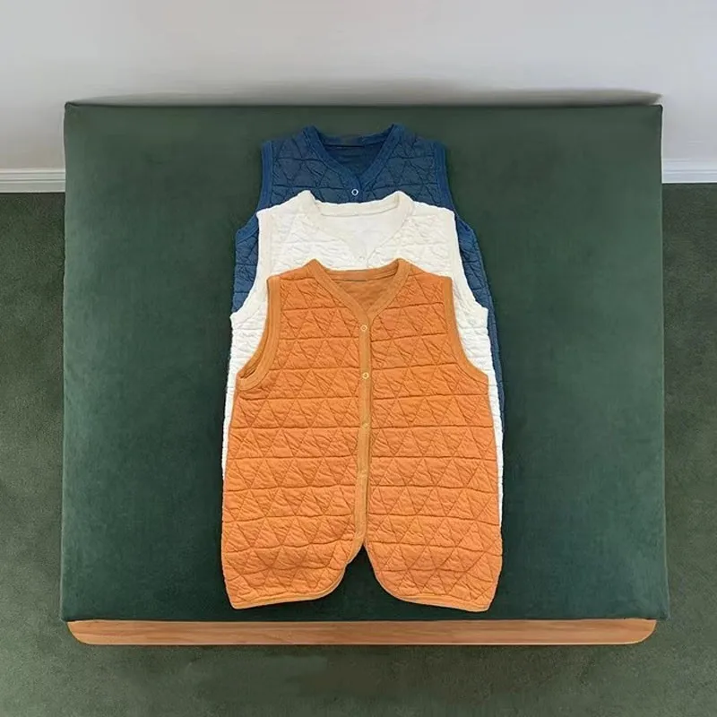 

Свободный Топ без рукавов для маленьких девочек; Комбинезон; Повседневный однотонный комбинезон с треугольным вырезом; Ветрозащитный Тепл...