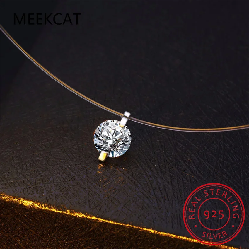 Женское ожерелье из серебра 925 пробы с бриллиантом 1 карат D VVS1