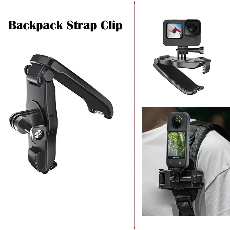 

For Insta360 X3 RS Camera Backpack Clamp For Gopro 11 9 DJI Action 3 Backpack Strap Clip 360 Rotatable Stable Mount Holder Parts