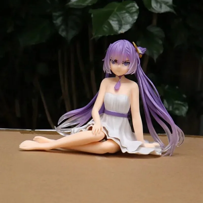 

Game Genshin Impact Keqing Figure White Dress Sitting Position PVC Action Figurine Toys Kawaii Anime Girl Collection Model Doll