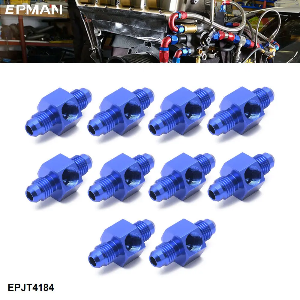 

EPMAN 10PCS Blue Male AN4 To 1/8" NPT Side Port Oil/Fuel Pressure AN4 Fitting Adapter Aluminum EPJT4184
