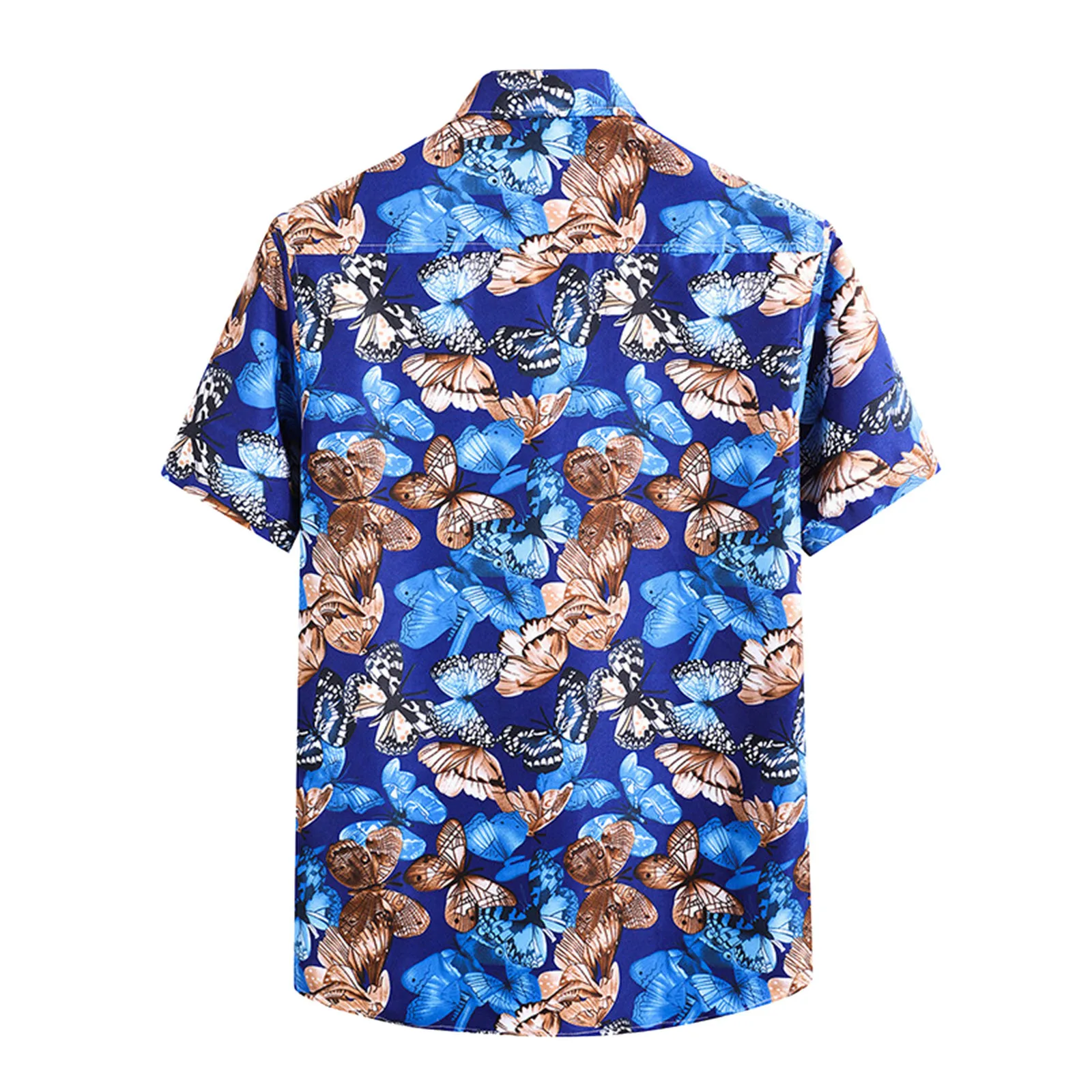 

Men Summer Hawaii Tops Large Size Lapel Printed Turndown Collar Casual Fashion Short Sleeved Plain White Long Sleeve Shirt Men