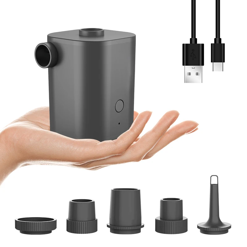 

Портативный воздушный мини-насос с USB-зарядкой, насадки с кабелем для надувания, беспроводной воздушный насос для бассейнов, поплавков, плот...