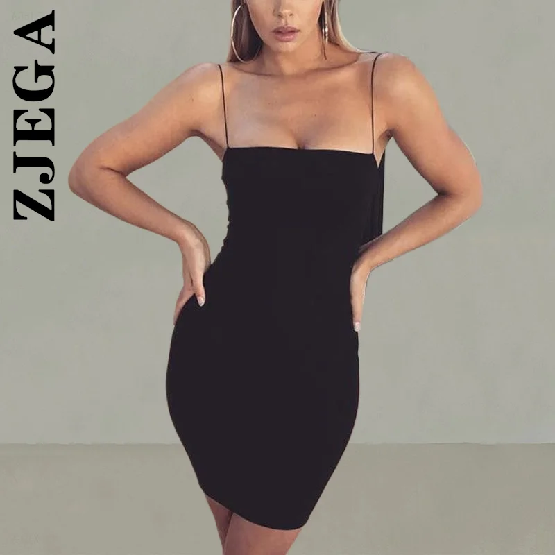 

Zjega Sleeveless Women Dress Fashion Mini Dress Sexy Stylish Backless Spaghetti Strap Dresses Slim Plus Size Vestidos Clothing