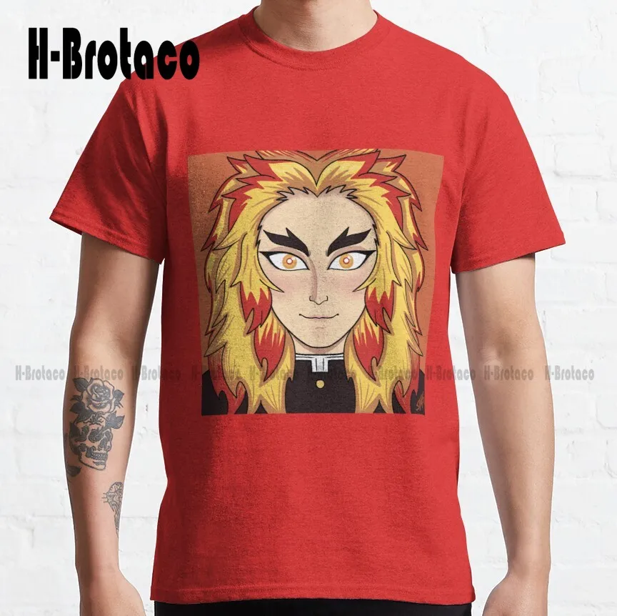 

Классическая футболка Fire Hashira, персонализированный подарок на заказ, забавная уличная одежда с изображением рассеянных демонов, мультяшная...