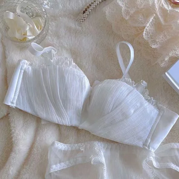 Girls' small bra set breasts gather bralette underwear women's Japanese brassiere no steel ring upper anti-sagging student's swe