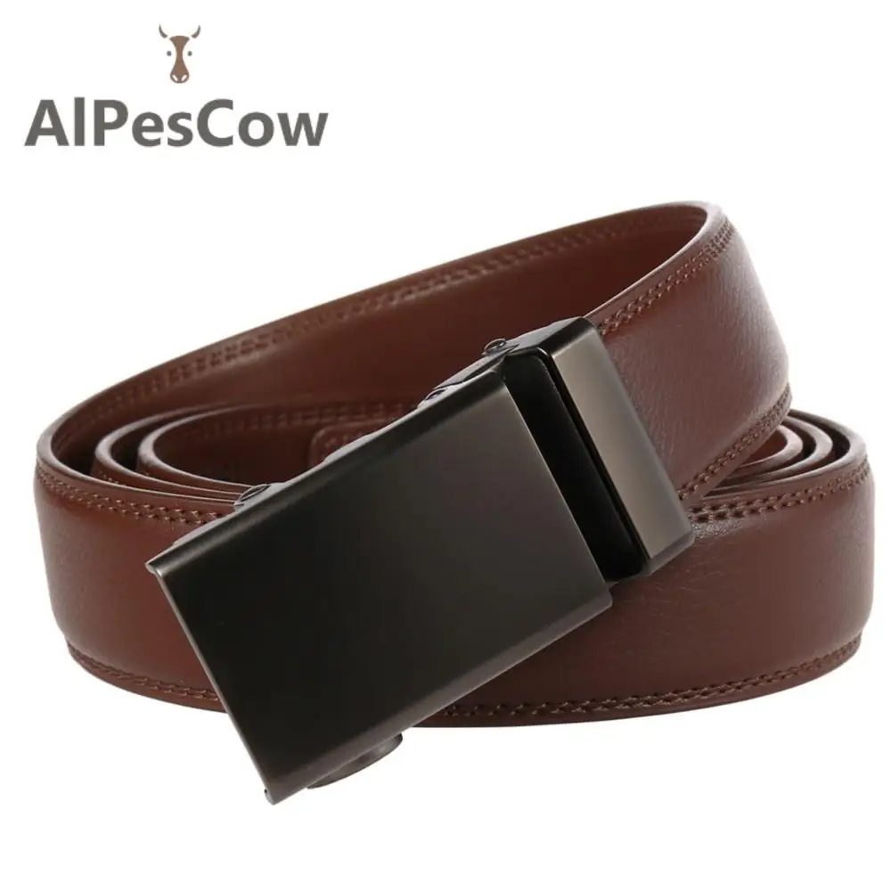 

Formal 3.0cm Width Luxury 100% Alps Cowhide Ratchet Belt Waistband Genuine Leather Waist Strap for Men High Quality Designer