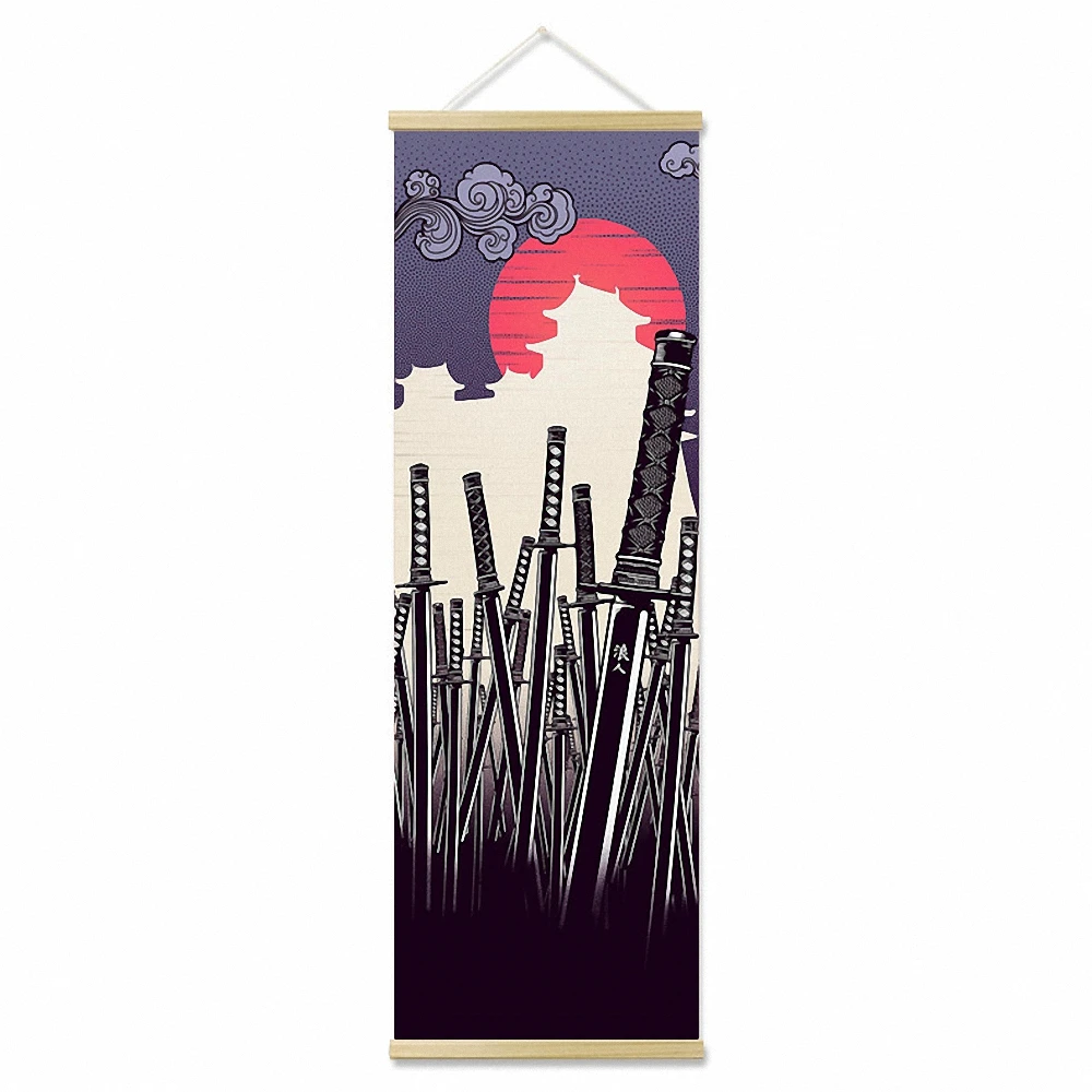 

Samurai Ukiyoe Tattoo Poster Wall Art Japanese Figures Painting Solid Wood Hanging Scrolls Canvas Print Simple Picture Mural B2