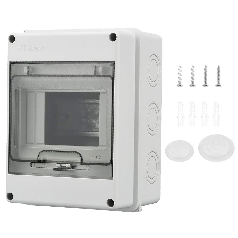 

Accessories Fuse Box ABS Grey Lockable 1 Row For 5 Modules Distribution Box Dustproof IP65 Waterproof Brand New
